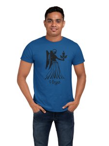 Virgo symbol(Blue T) - Printed Zodiac Sign Tshirts - Made especially for astrology lovers people