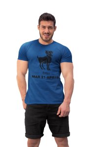 Aries, Mar 21-Apr 19(Blue T) - Printed Zodiac Sign Tshirts - Made especially for astrology lovers people