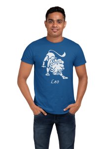 Leo (BG White)(Blue T) - Printed Zodiac Sign Tshirts - Made especially for astrology lovers people
