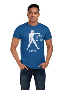 Libra (BG White)(Blue T) - Printed Zodiac Sign Tshirts - Made especially for astrology lovers people