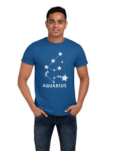 Aquarius stars (BG White)(Blue T) - Printed Zodiac Sign Tshirts - Made especially for astrology lovers people