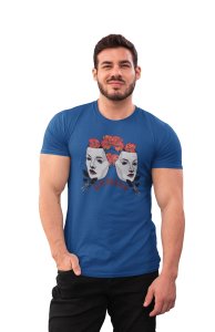 Gemini, roses on heads(Blue T) - Printed Zodiac Sign Tshirts - Made especially for astrology lovers people