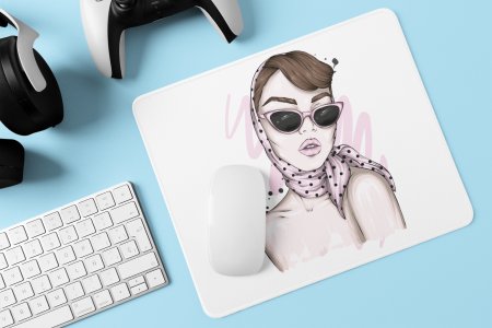 Girl with pink sunglass - Printed animated Mousepad for animation lovers