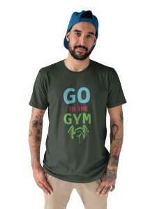 Go To The Gym, (BG Blue, Pink and Green), Printed Men Round Neck Gym Tshirt - Foremost Gifting Material for Your Friends and Close Ones
