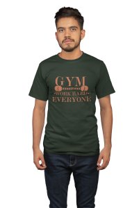 Gym, Work Hard Everyone, (BG Brown), Round Neck Gym Tshirt - Foremost Gifting Material for Your Friends and Close Ones
