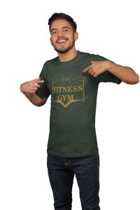 Fitness Gym, (BG Golden), Round Neck Gym Tshirt - Foremost Gifting Material for Your Friends and Close Ones