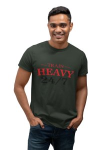 Train Heavy, Round Neck Gym Tshirt - Foremost Gifting Material for Your Friends and Close Ones