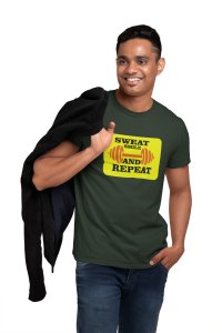 Sweat, Smile and Repeat Round Neck Gym Tshirt - Foremost Gifting Material for Your Friends and Close Ones