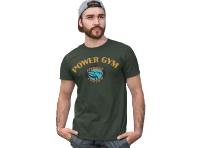 Power Gym Round Neck Gym Tshirt (BG Yellow and Blue) - Foremost Gifting Material for Your Friends and Close Ones