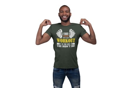 The Only Bad Workout is The One Round Neck Gym Tshirt (White, Yellow, Orange Outline) - Foremost Gifting Material for Your Friends and Close Ones