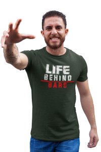 Life Behind Bars, Round Neck Gym Tshirt (BG White, Red) - Foremost Gifting Material for Your Friends and Close Ones