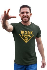 Work Hard, Dream Big, (BG Golden), Round Neck Gym Tshirt - Foremost Gifting Material for Your Friends and Close Ones