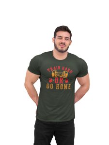 Train Hard or Go Home, Round Neck Gym Tshirt (BG Red, Golden) - Foremost Gifting Material for Your Friends and Close Ones