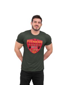 Fitness Exercise Saved My Life (BG Shield) Round Neck Gym Tshirt - Foremost Gifting Material for Your Friends and Close Ones
