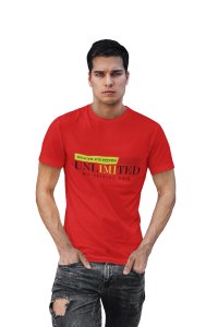 Heath and Fitness, Unlimited, No Pain, No Gain, (BG Green and Black), Round Neck Gym Tshirt (Red Tshirt) - Clothes for Gym Lovers - Suitable for Gym Going Person - Foremost Gifting Material for Your Friends and Close Ones