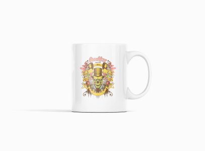 Gambler skull - animation themed printed ceramic white coffee and tea mugs/ cups for animation lovers