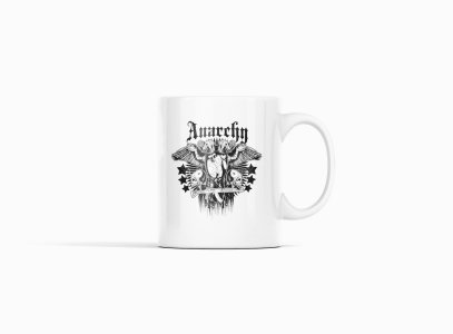 Anarchy (Black & White) - animation themed printed ceramic white coffee and tea mugs/ cups for animation lovers