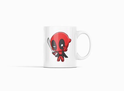 Tinydeadpool - animation themed printed ceramic white coffee and tea mugs/ cups for animation lovers