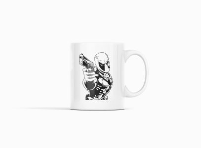 Deadpool in action - animation themed printed ceramic white coffee and tea mugs/ cups for animation lovers