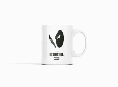 Deadpool eyes (BG Black) - animation themed printed ceramic white coffee and tea mugs/ cups for animation lovers