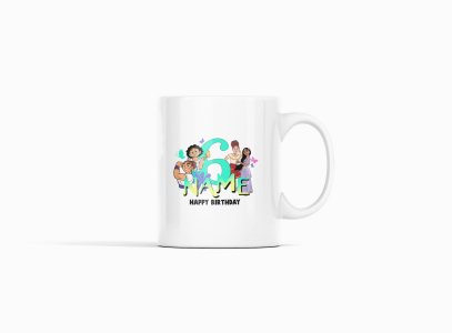 6 Name - animation themed printed ceramic white coffee and tea mugs/ cups for animation lovers