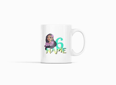Name, Isabela face - animation themed printed ceramic white coffee and tea mugs/ cups for animation lovers