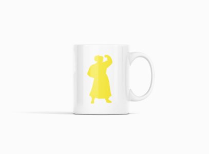 Chubby yellow girl standing - animation themed printed ceramic white coffee and tea mugs/ cups for animation lovers