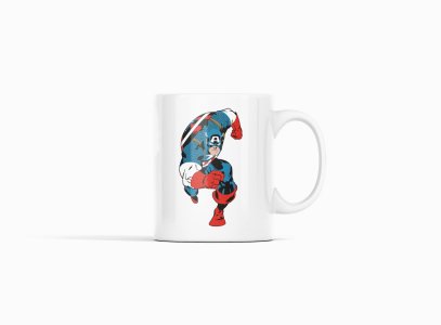 Captain America running  - animation themed printed ceramic white coffee and tea mugs/ cups for animation lovers