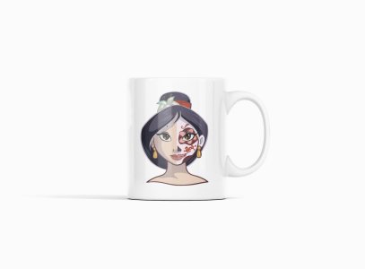 Mulan face - animation themed printed ceramic white coffee and tea mugs/ cups for animation lovers