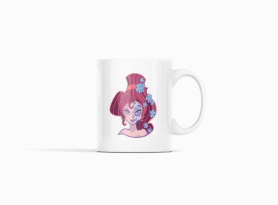 Megara face - animation themed printed ceramic white coffee and tea mugs/ cups for animation lovers