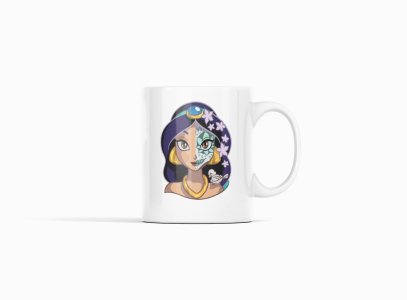 Jasmine face - animation themed printed ceramic white coffee and tea mugs/ cups for animation lovers