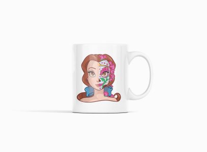 Belle face - animation themed printed ceramic white coffee and tea mugs/ cups for animation loverss