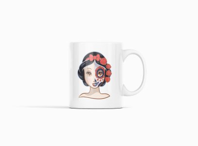 Snowwhite face - animation themed printed ceramic white coffee and tea mugs/ cups for animation lovers