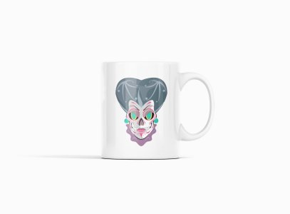 Spooky face Aunty - animation themed printed ceramic white coffee and tea mugs/ cups for animation lovers