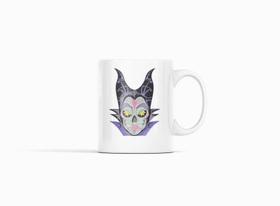 Maleficent tattooed face - animation themed printed ceramic white coffee and tea mugs/ cups for animation lovers