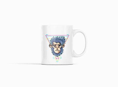 Angry monkey face - animation themed printed ceramic white coffee and tea mugs/ cups for animation lovers