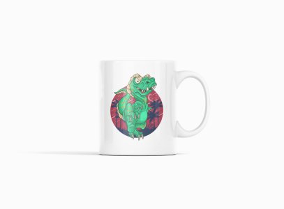 Standing dinosaur - animation themed printed ceramic white coffee and tea mugs/ cups for animation lovers