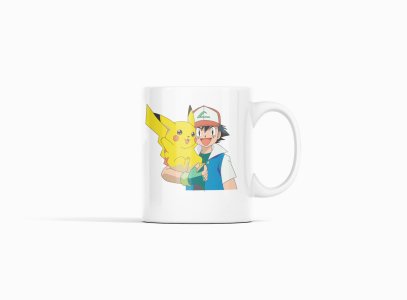 Pikachu in Ash's hand - Printed Mug For Animation Lovers