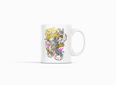 Born to rock - animation themed printed ceramic white coffee and tea mugs/ cups for animation lovers