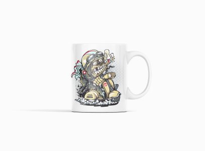 Creature in scooty - animation themed printed ceramic white coffee and tea mugs/ cups for animation lovers