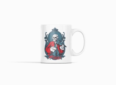 Skeleton with violin - animation themed printed ceramic white coffee and tea mugs/ cups for animation lovers