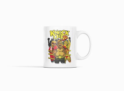 Knock out - animation themed printed ceramic white coffee and tea mugs/ cups for animation lovers