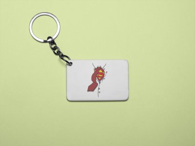 Superman with tie - Printed acrylic animated Keychain(Pack Of 2)