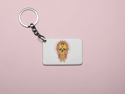 Skull (BG Yellow) - Printed acrylic animated Keychain(Pack Of 2)