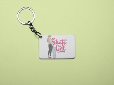 Skate girl - Printed acrylic animated Keychain(Pack Of 2)