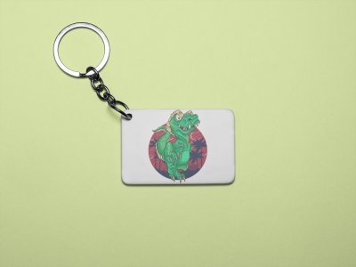 Standing dinosaur - Printed acrylic animated Keychain(Pack Of 2)