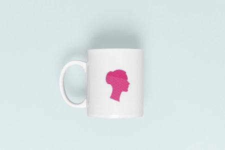 Pink Lady - line art themed printed ceramic white coffee and tea mugs/ cups