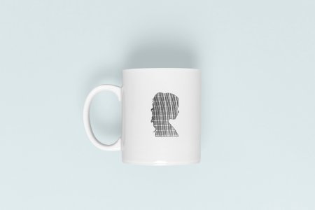 Girl Silhoutte - line art themed printed ceramic white coffee and tea mugs/ cups