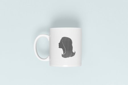 Cute Hair Girl - line art themed printed ceramic white coffee and tea mugs/ cups
