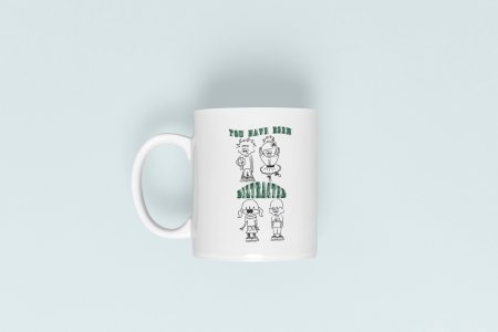 You have been distracted - line art themed printed ceramic white coffee and tea mugs/ cups